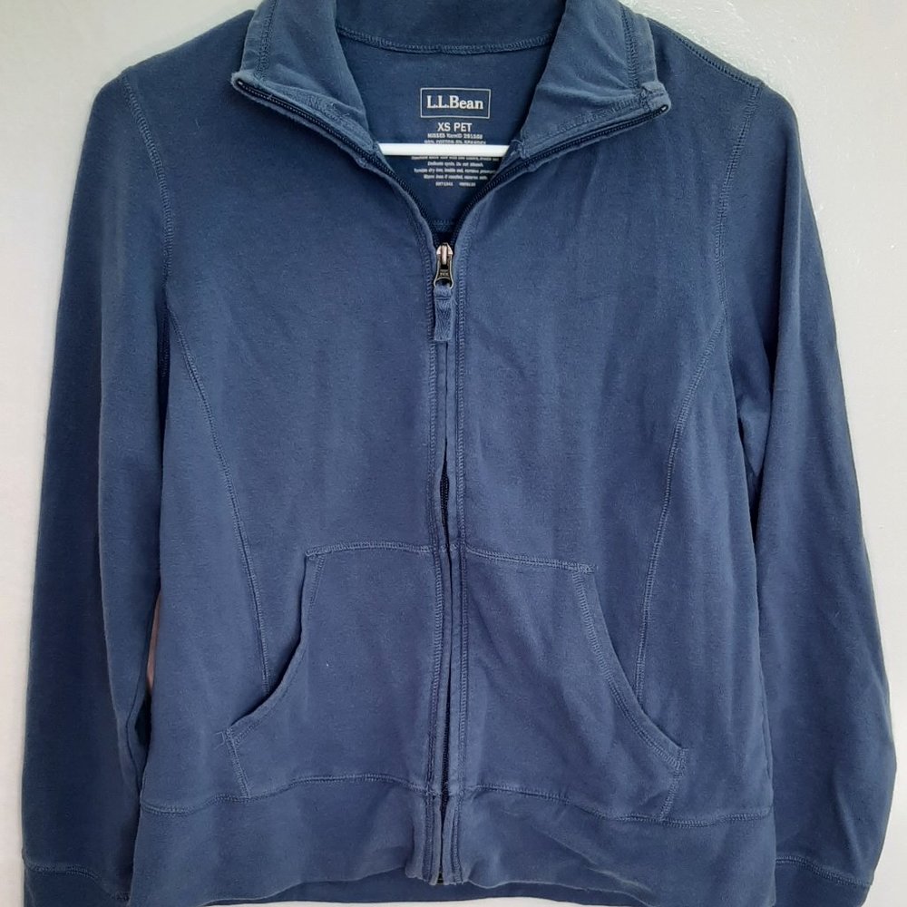 L.L. Bean womens blue zip up sweater size xs petite